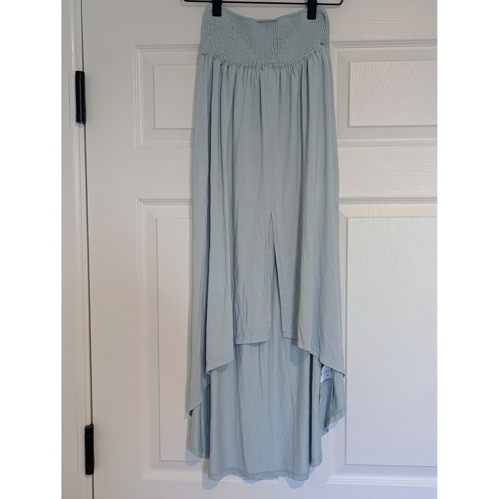 Free People Beach Womens XS Blue Smocked Crop Top and High Low Maxi Skirt Set - Picture 6 of 10